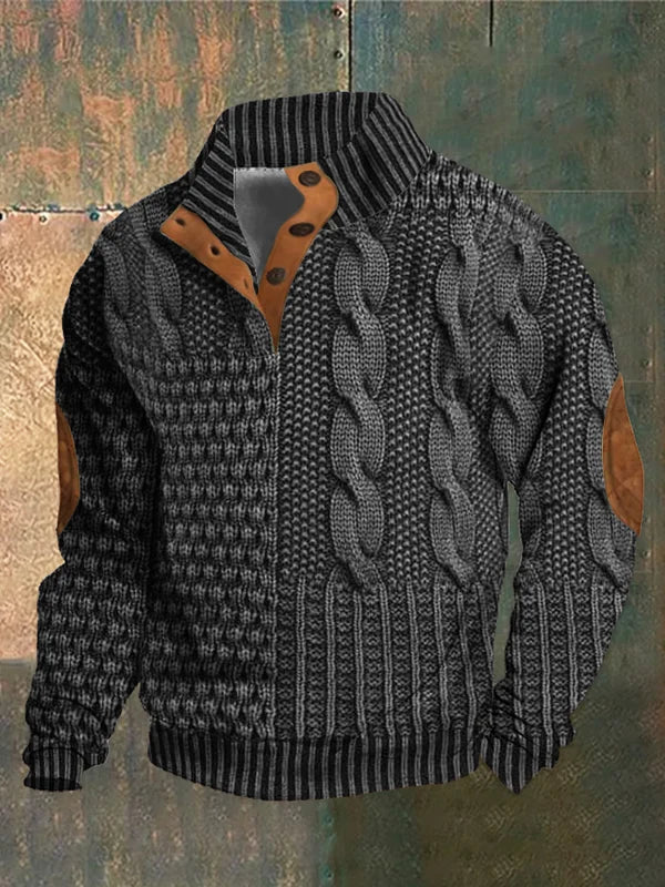 Achterkant Heren Trui Noah: Pasvorm en comfort van de stijlvolle heren wintertrui. Modieuze kleding.