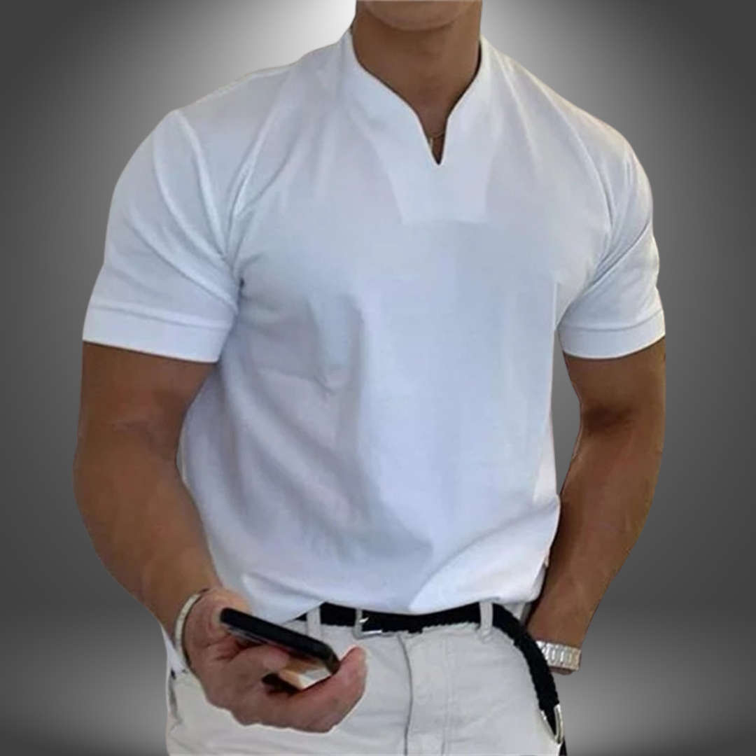 Heren V-hals T-shirt met korte mouwen, ideaal voor casual herenmode en dagelijkse comfortabele kleding.