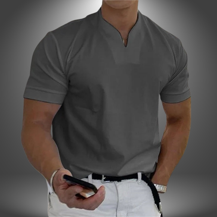 Zomers heren t-shirt met V-hals en korte mouwen, lichtgewicht en comfortabel voor herenmode.