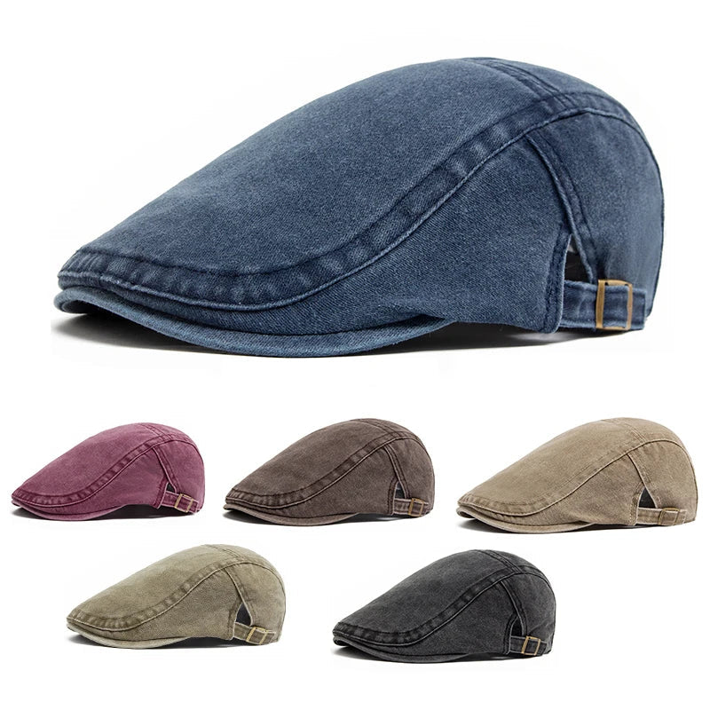 Heren vintage pet, detail van de stof. Hoogwaardig winteraccessoire in tijdloze, modieuze stijl.
