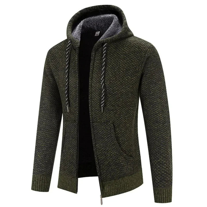Warme herfst/winter heren hoodie met capuchon en ritssluiting. Comfortabel en stijlvol slim fit vest.
