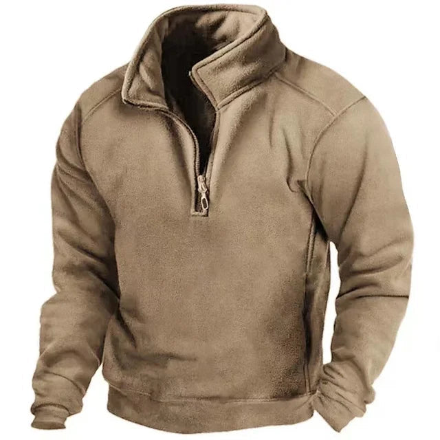 Sportieve heren trui met halve rits. Warme en ademende trui, perfect voor actieve dagen in herfst & winter.