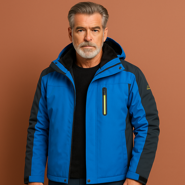 Comfortabele heren winterjas, waterdicht en met capuchon, ideaal voor koude herfst- en winterdagen buiten.