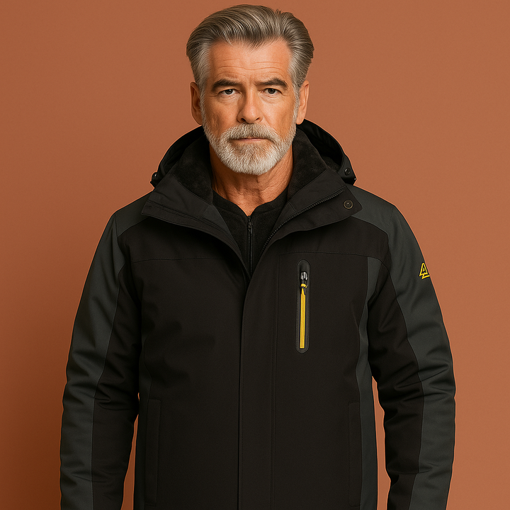 Sportieve waterdichte heren winterjas met capuchon, essentieel voor herfst & winter buitenactiviteiten en comfort.