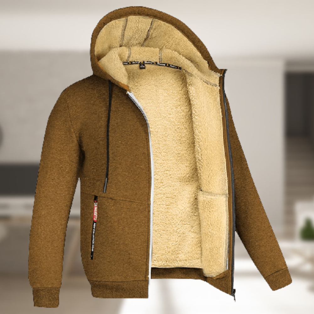 Casual heren trui met rits en zachte voering, geschikt voor koude winterdagen en comfortabel gebruik.