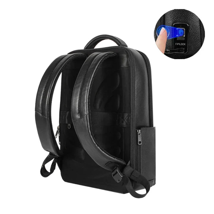 Stijlvolle heren zakelijke rugzak met geavanceerd vingerafdrukslot. Perfecte anti-diefstal laptoptas voor professionals.