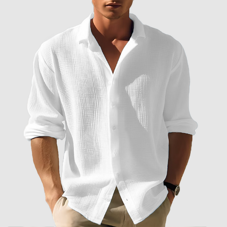 Stijlvol casual heren overhemd met korte mouwen, perfect voor zomerse avonden of strandwandelingen.
