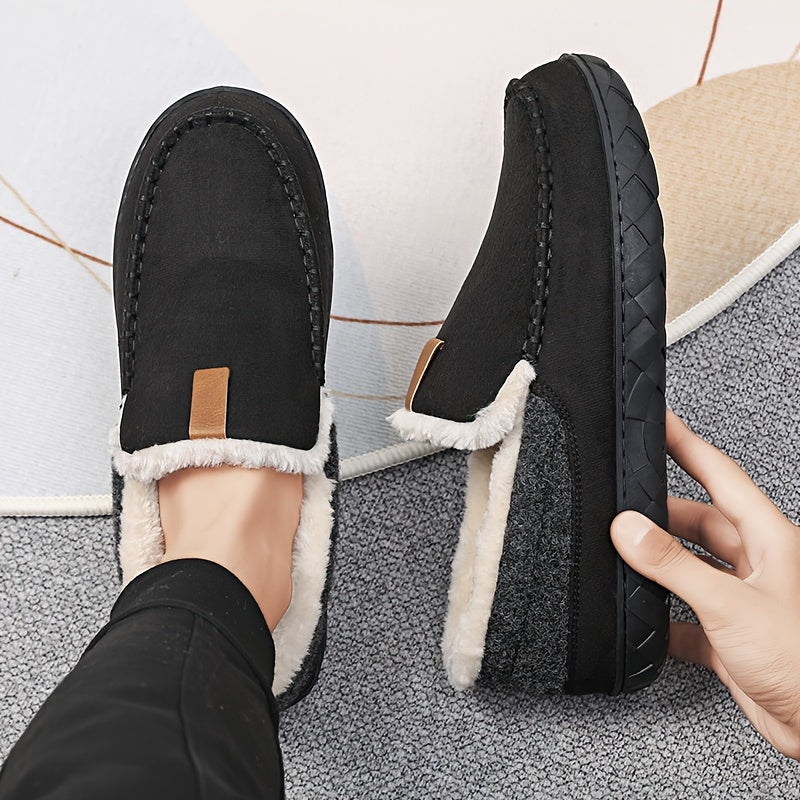 Warme grijze pantoffels voor heren, ideaal voor de winter met een comfortabele zool.