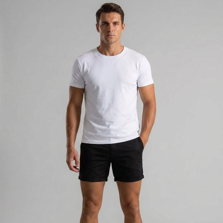 Heren chino korte broek in stijlvol groen, perfect voor comfort en zomerse casual outfits. Ademende stof.