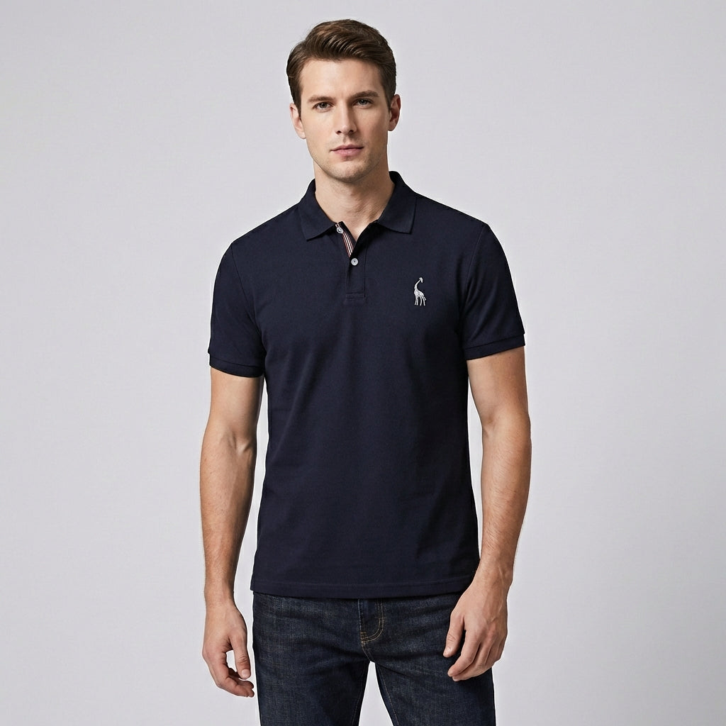 Moderne grijze heren polo, essentieel voor een comfortabele en stijlvolle garderobe het hele jaar door.
