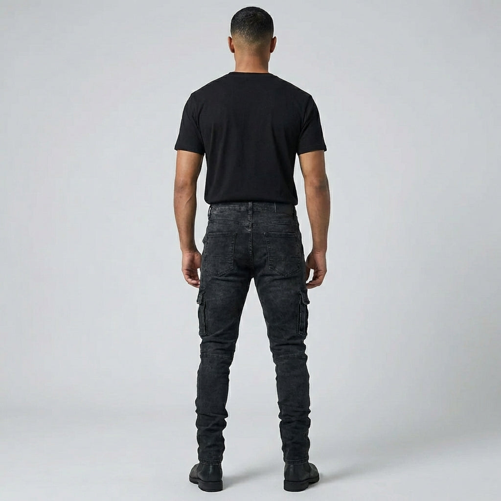 Modieuze grijze stretch heren jeans. Comfortabele spijkerbroek voor een stijlvolle, casual look.
