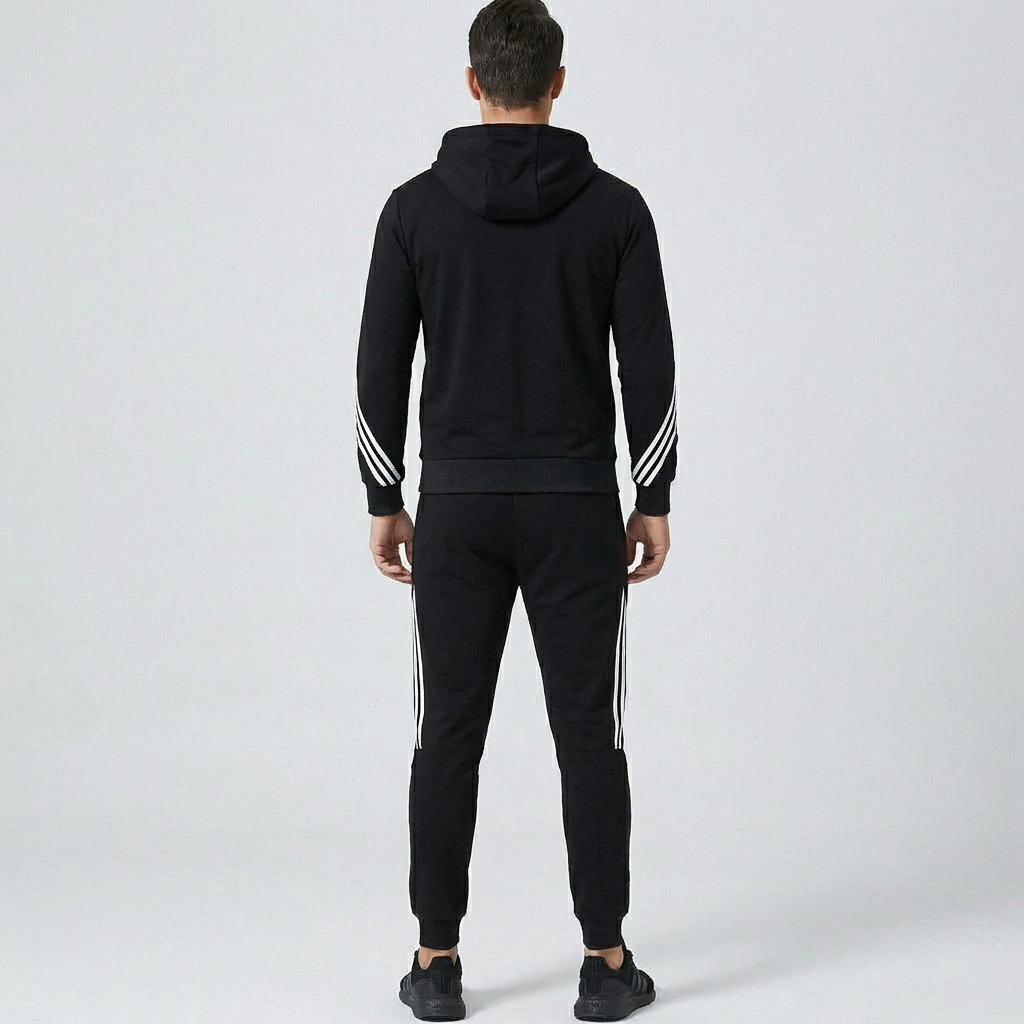 Stijlvol heren joggingpak, tweedelig en comfortabel, perfect voor casual gebruik of sportieve activiteiten.