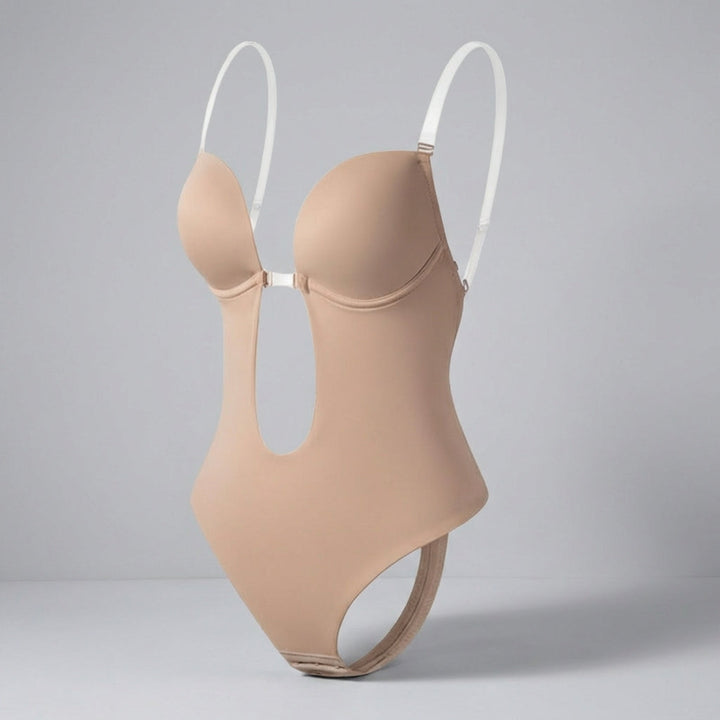Dames rugloze body shaper met diepe V-hals, corrigerend voor een strak en glad silhouet. Comfortabele pasvorm.