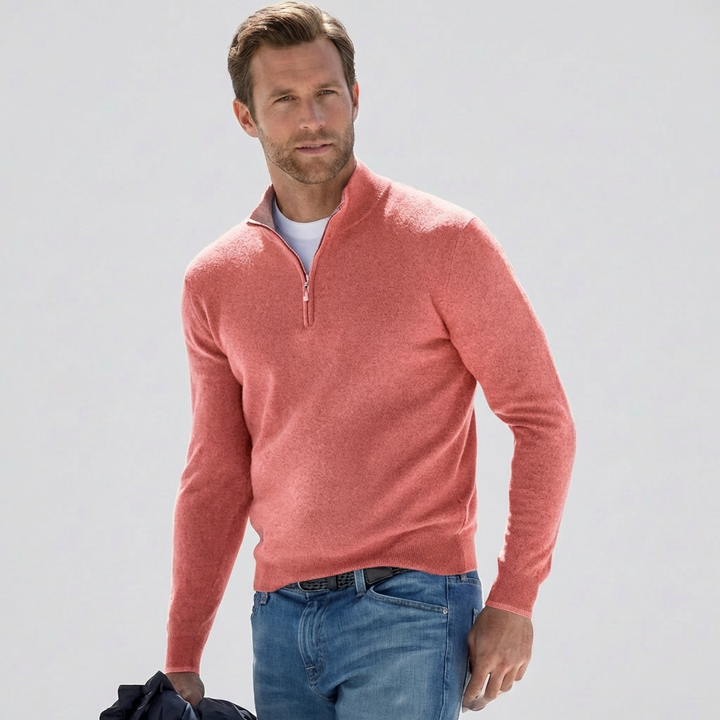 Casual heren V-hals rits trui. Comfortabele en elegante lente pullover met regular fit voor heren.