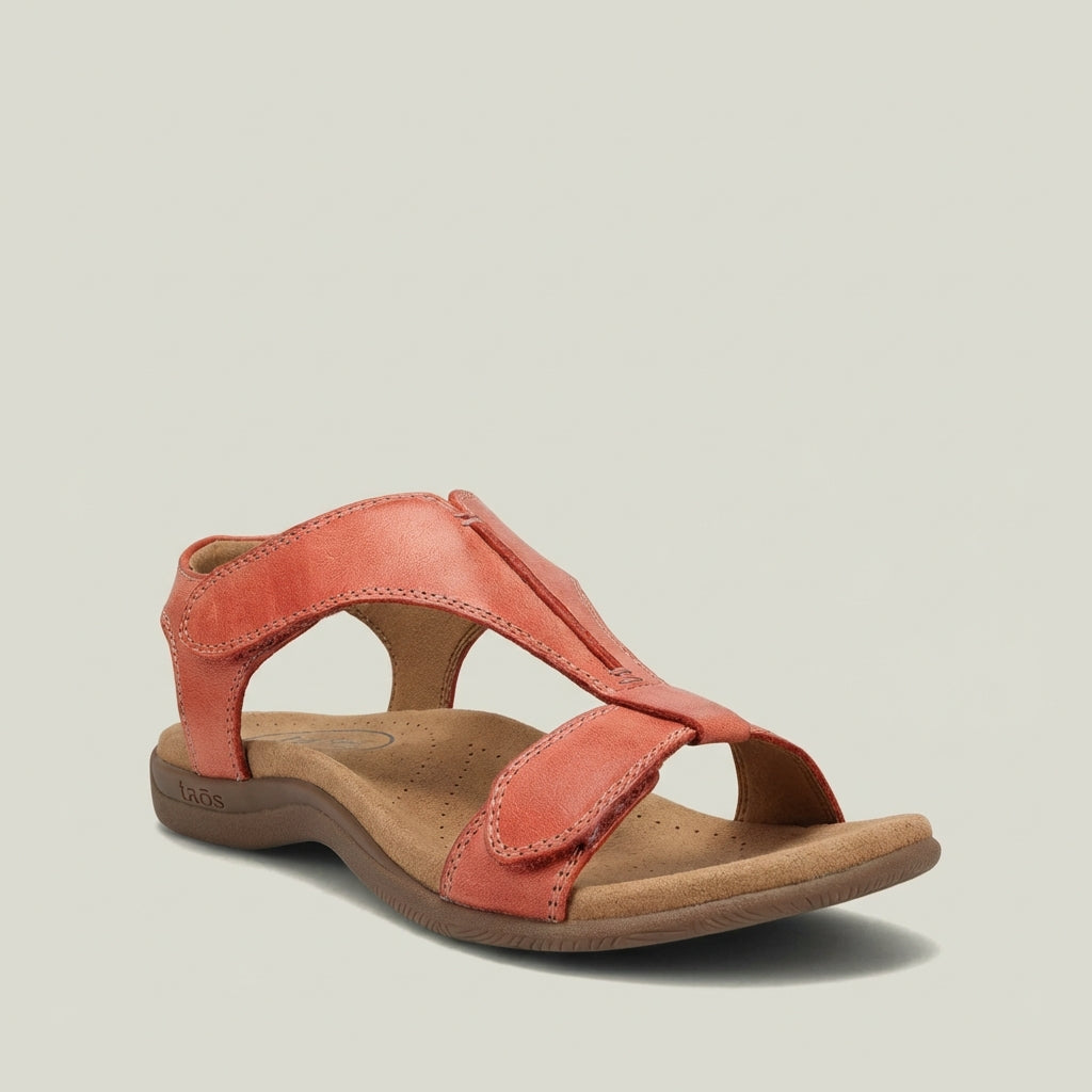 Oranje Lori dames sandalen; verstelbaar, orthopedisch en ultra comfortabel voor lange zomerdagen.