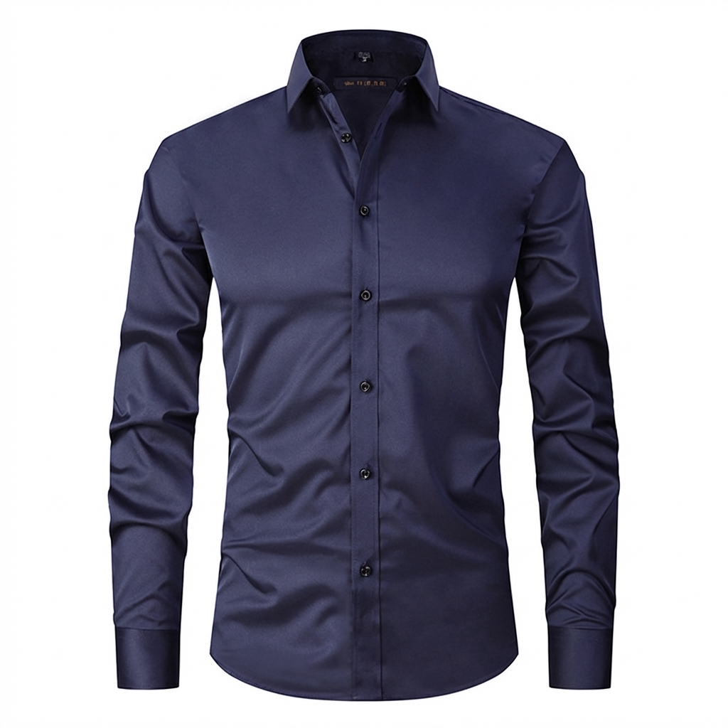 Veelzijdig lichtblauw herenoverhemd, strijkvrij en kreukvrij, perfect voor comfortabele herenmode.