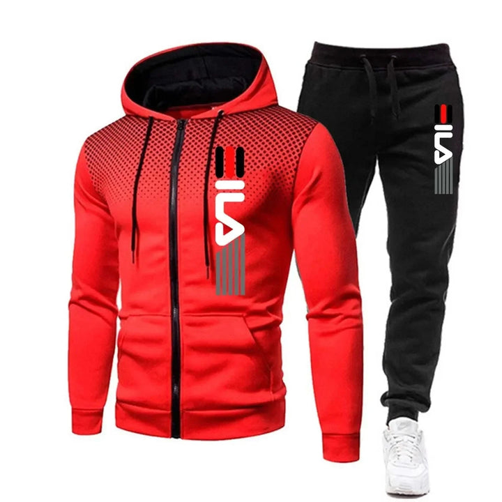 Unisex sportief winter trainingspak set met hoodie en broek, ideaal voor comfort en warmte.