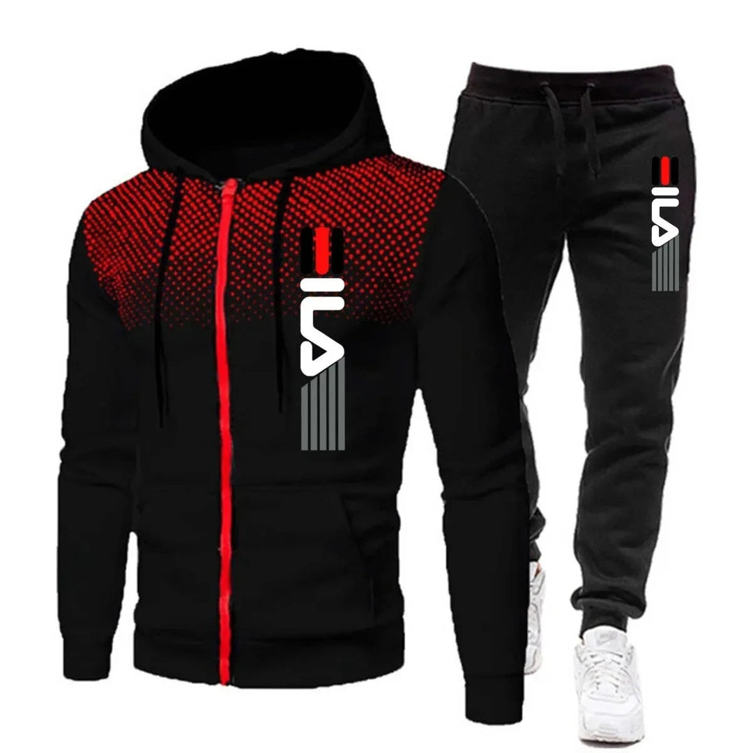 Sportieve unisex hoodie en bijpassende trainingsbroek, een veelzijdige winterkleding set.