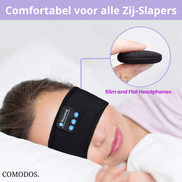 Comfortabel draadloos oogmasker met ingebouwde koptelefoon; ideaal voor ontspanning en betere slaap.