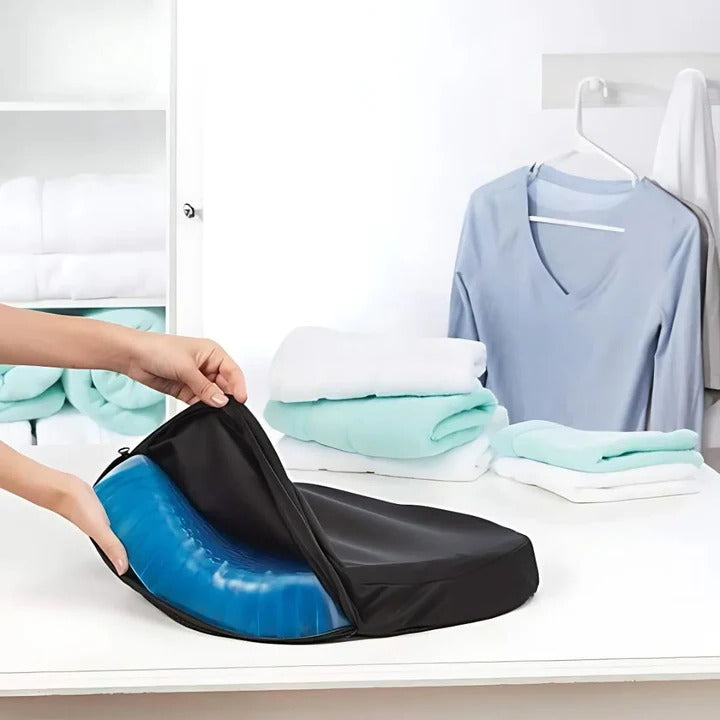 Comfortabel gel zitkussen voor autostoel, verlicht rugpijn en ondersteunt een gezonde rijhouding.
