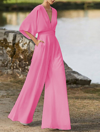 Modieuze lente jumpsuit in het groen met V-hals voor dames