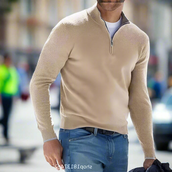 Veelzijdige herentrui met kwartrits, ideaal als stijlvolle bovenkleding voor een casual of geklede look. Moderne pullover.