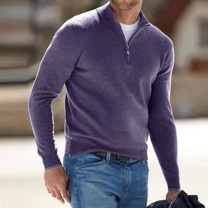 Zachte gebreide herentrui met rits, gemaakt van hoogwaardig polyester voor optimaal comfort en duurzaamheid. Bovenkleding.