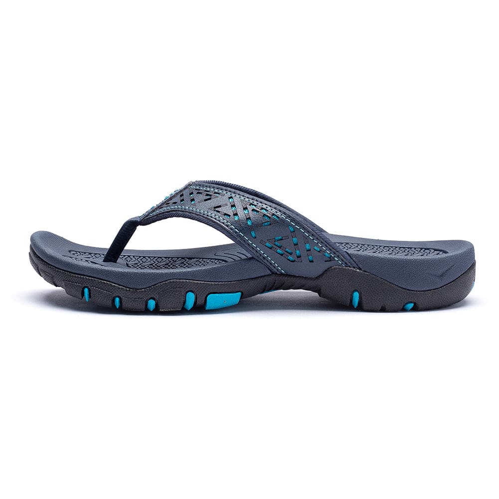 Zwart-blauwe orthopedische herenslippers, een stijlvolle en comfortabele keuze voor elke man.