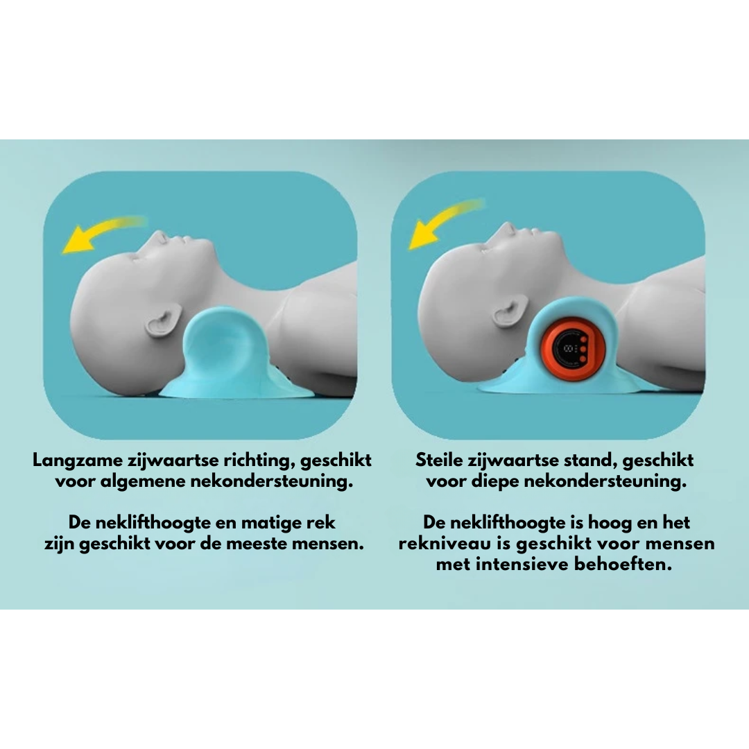 "Innovatieve 4-in-1 nekmassager met EMS en warmte, ergonomisch ontwerp, draagbaar en stijlvol voor ultieme ontspanning."
