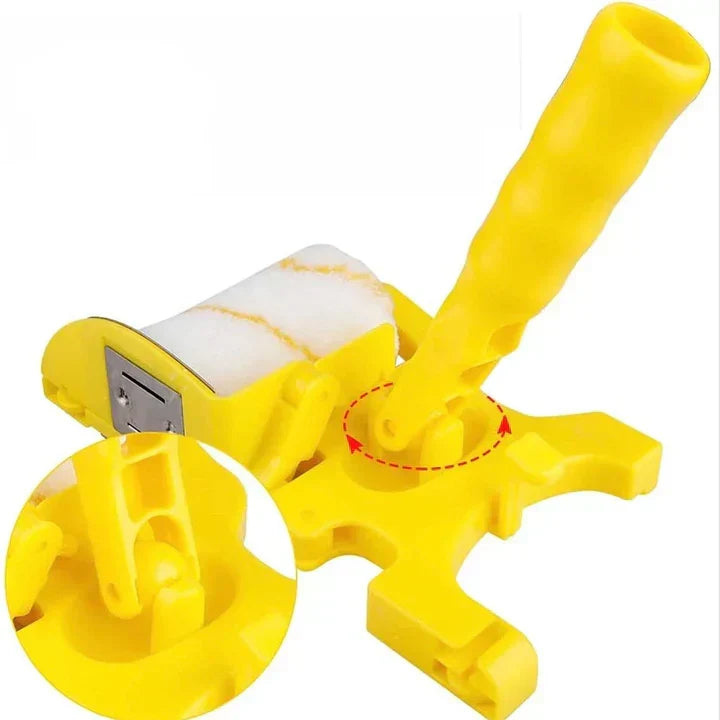 Innovatieve verfroller met zijgeleider voor strakke randen, ergonomisch handvat, ideaal voor precisie schilderwerk.