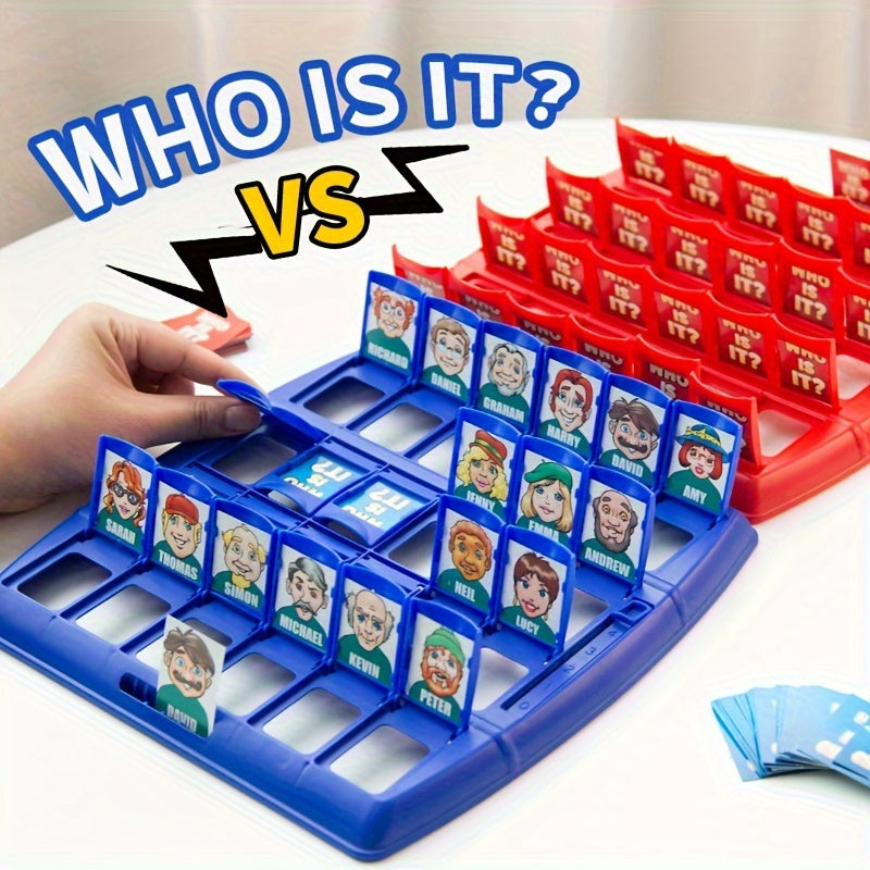 "Interactief bordspel 'Wie Is Het?' met kleurrijk speelbord en kaarten, ideaal voor gezinnen en vrienden, eenvoudig op te zet