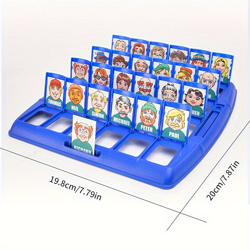 "Interactief bordspel 'Wie Is Het?' met kleurrijk speelbord en kaarten, ideaal voor gezinnen en vrienden, eenvoudig op te zet