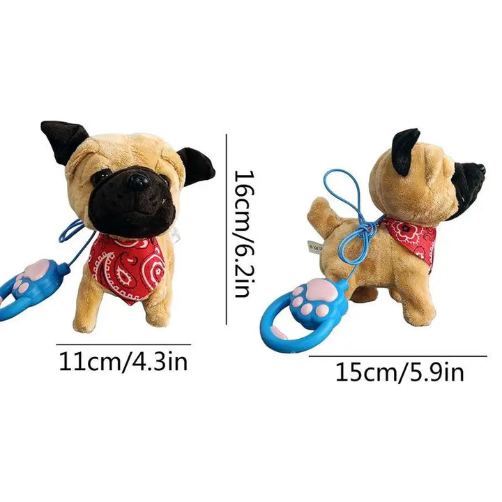 "Interactieve pluchen puppy beige-bruin, elektronisch speelgoedhond met afstandsbediening en riem, kinderspeelgoed."