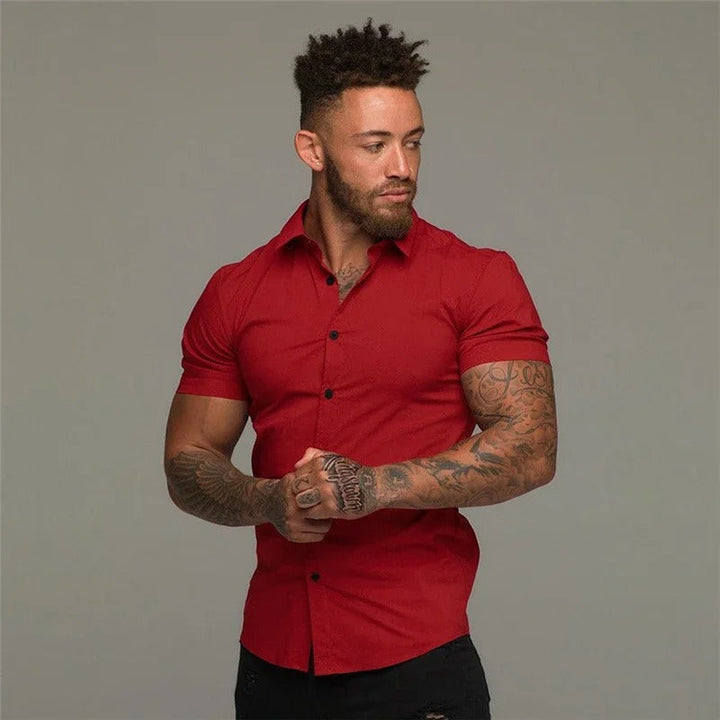Stijlvol lichtgewicht heren overhemd met korte mouwen, perfect voor zakelijke lente- en zomeroutfits.