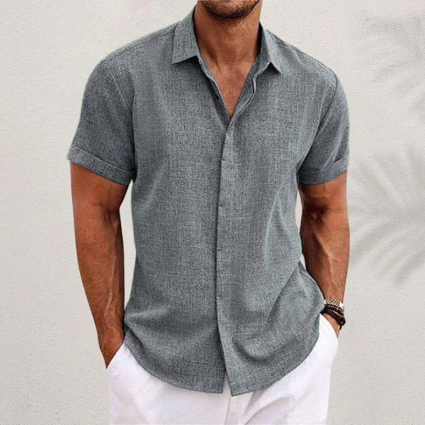 Comfortabel en stijlvol heren button-down overhemd met korte mouw voor dagelijks gebruik.