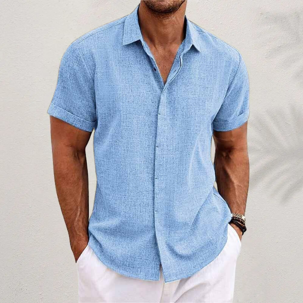 Veelzijdig casual heren overhemd met korte mouw, perfect voor ontspannen zomeravonden.