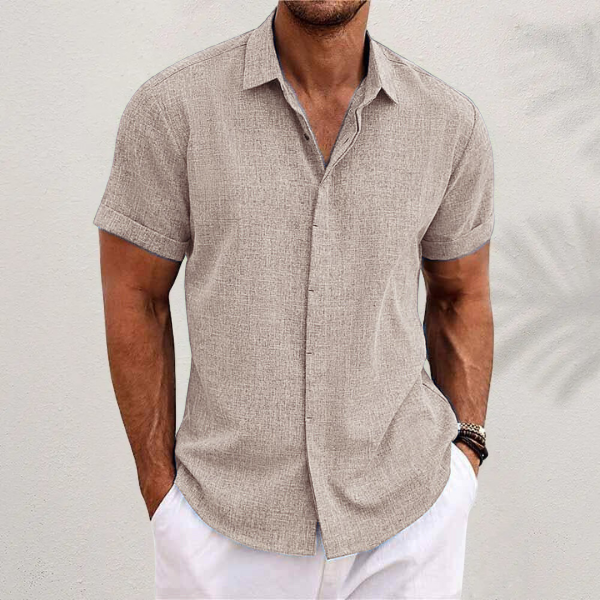 Dagelijks heren overhemd korte mouw, comfortabel en casual voor lente- en zomeractiviteiten.