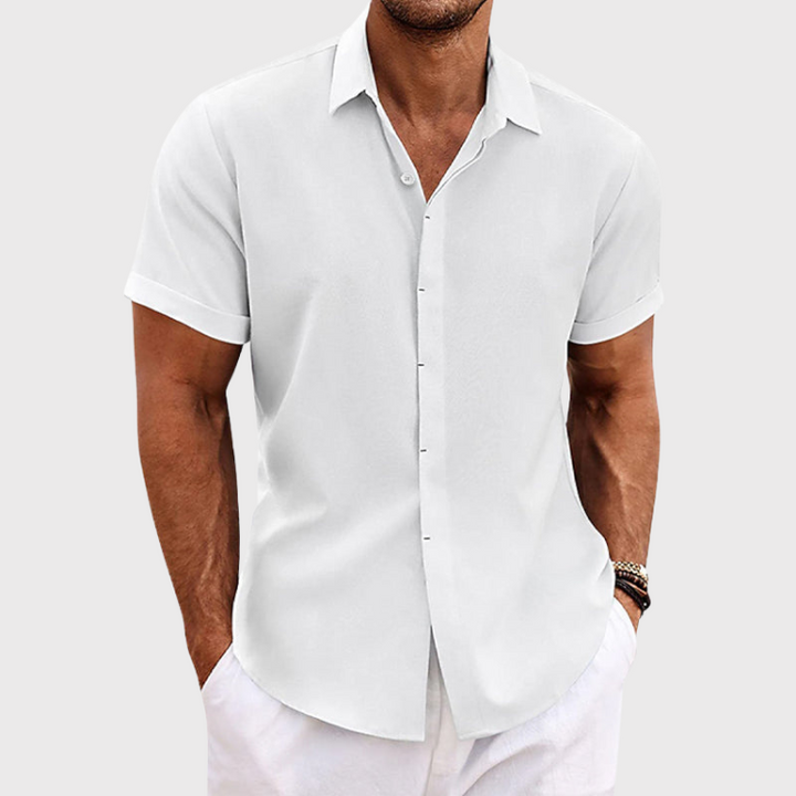 Heren lente-zomer overhemd met korte mouw, comfortabel en stijlvol voor ontspannen outfits.