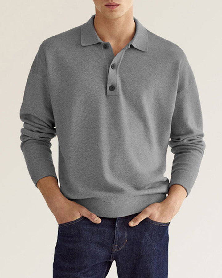 Stijlvolle herenpolo met lange mouwen en knoopsluiting in comfortabele casual stijl voor herenmode