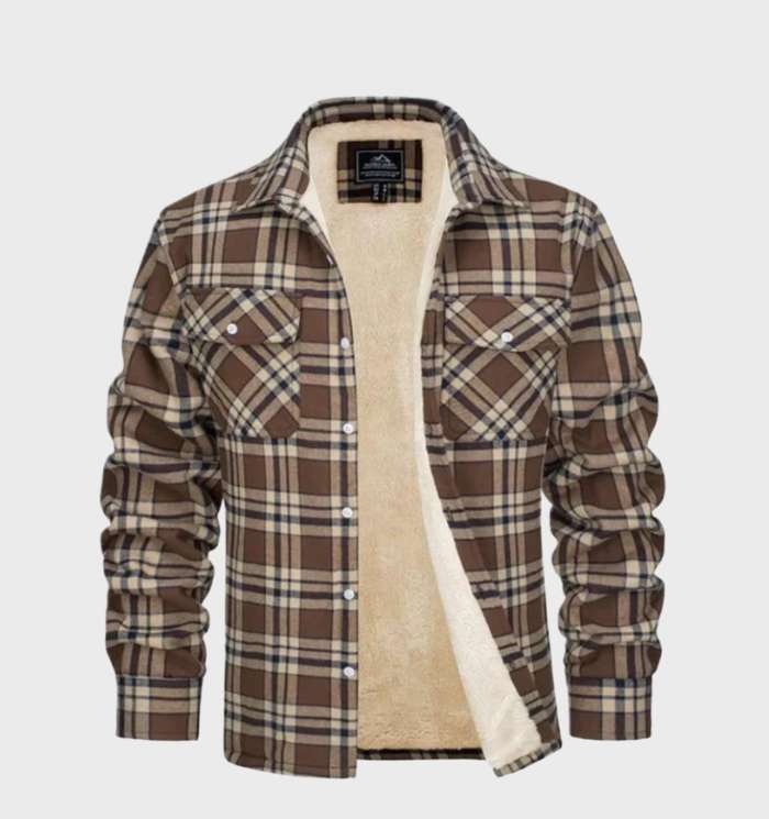 Herenjack in kaki kleur met warme fleece voering voor de winter