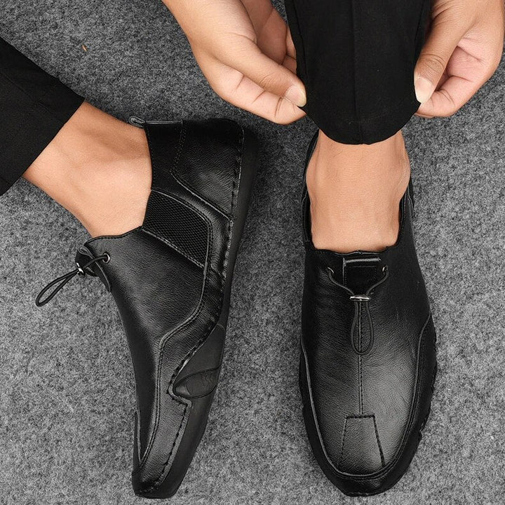"Jasper leren heren loafers, luxe echt leer, stijlvolle casual slip-on, lichtgrijs, comfortabele pasvorm"