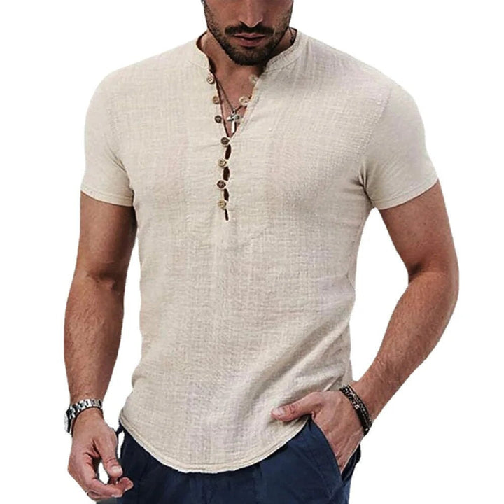 Moderne herenmode: comfortabel V-hals shirt in effen kleuren