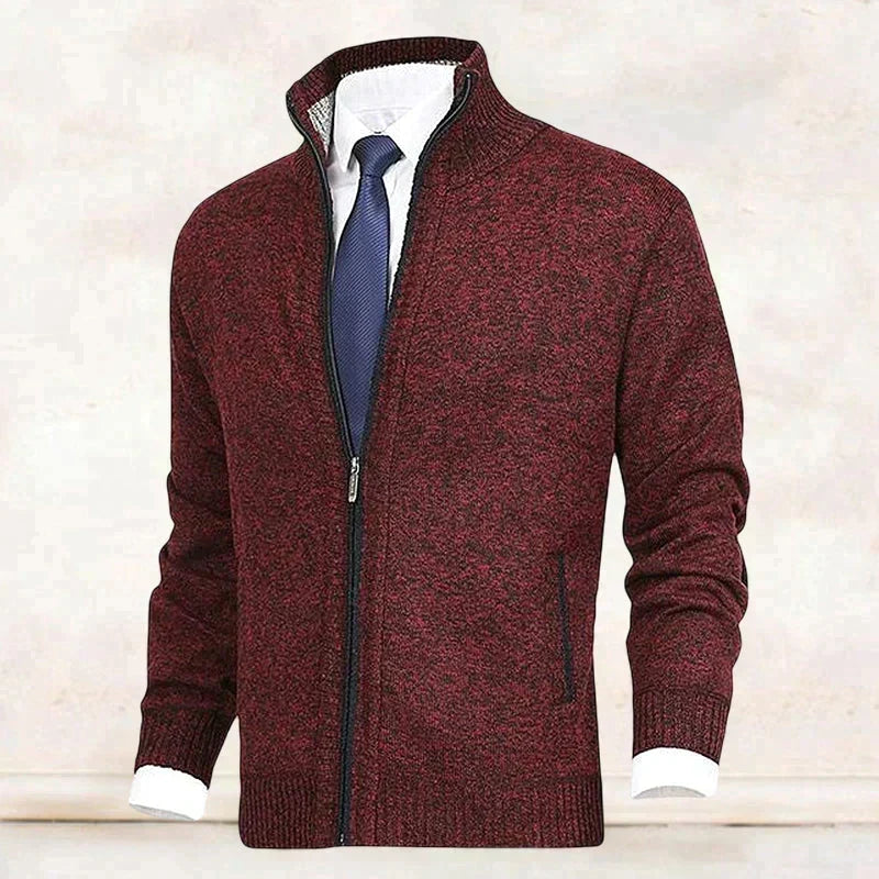 Heren ritsvest als onderdeel van een casual elegante outfit, comfortabel, kraag en zakken.