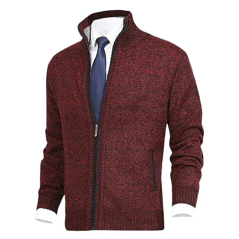 Warm heren ritsvest met opstaande kraag, ideaal voor koude dagen, comfortabel en modieus met zakken.