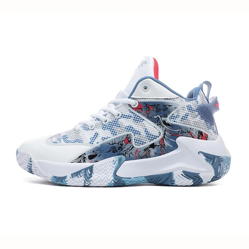 Sportieve heren basketbalschoenen (lichtblauw/zwart) bieden superieur comfort en grip voor dynamische veldprestaties.