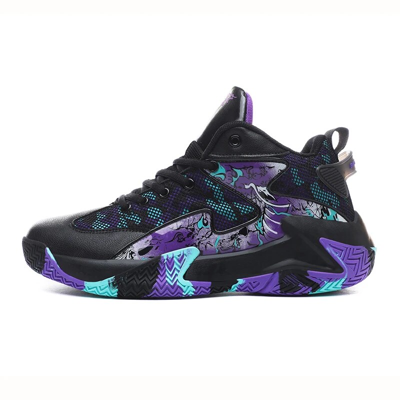 Heren basketbalschoenen in blauw-zwart voor maximale stabiliteit en grip. Ideaal voor intensieve sport en alle seizoenen.