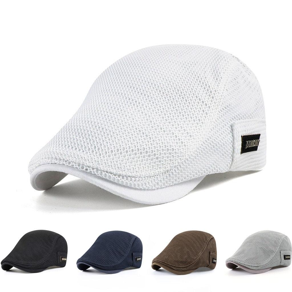 "Katoen mesh cap voor heren, casual stijl, ademend design in marineblauw met verstelbare band."