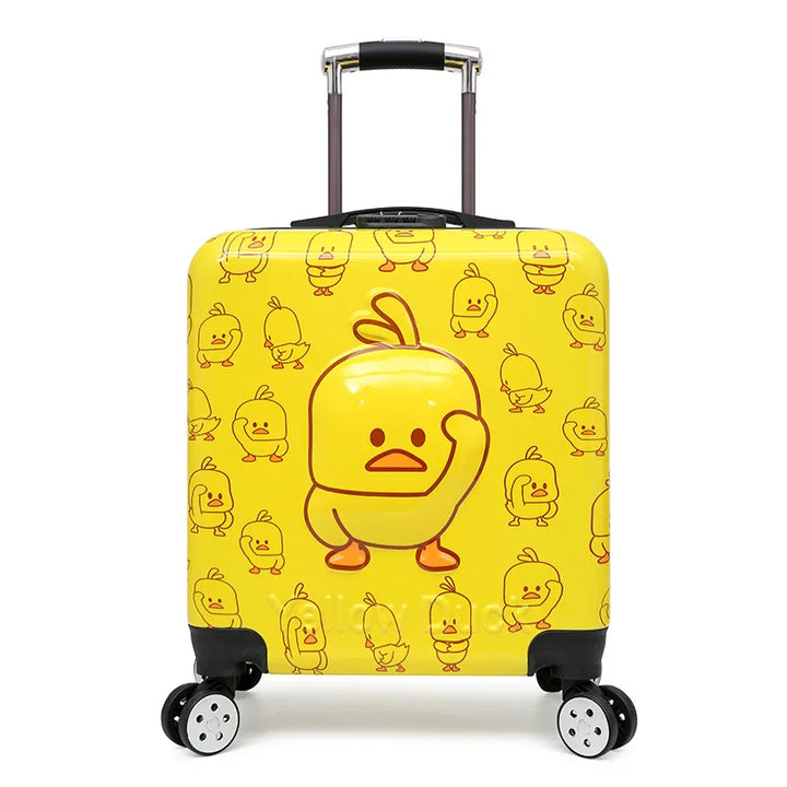 Duurzame kindertrolley hardshell met kleurrijke dierenprint, perfecte handbagage voor kinderen.