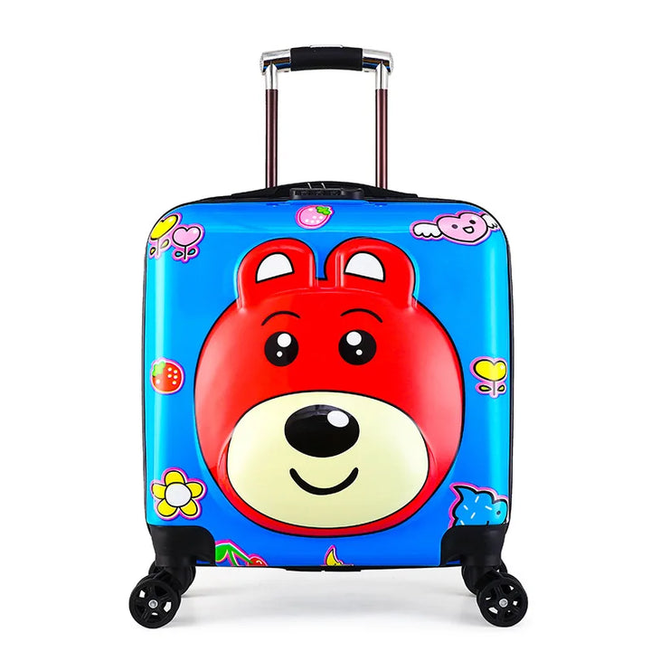 Kindertrolley hardshell met levendige dierenprint, comfortabel voor kinderen op reis, ideaal cadeau.