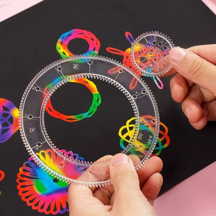 "Klassieke spirograaf tekenset, kleurrijke geometrische patronen, creativiteit voor kinderen, eenvoudige en duurzame set."